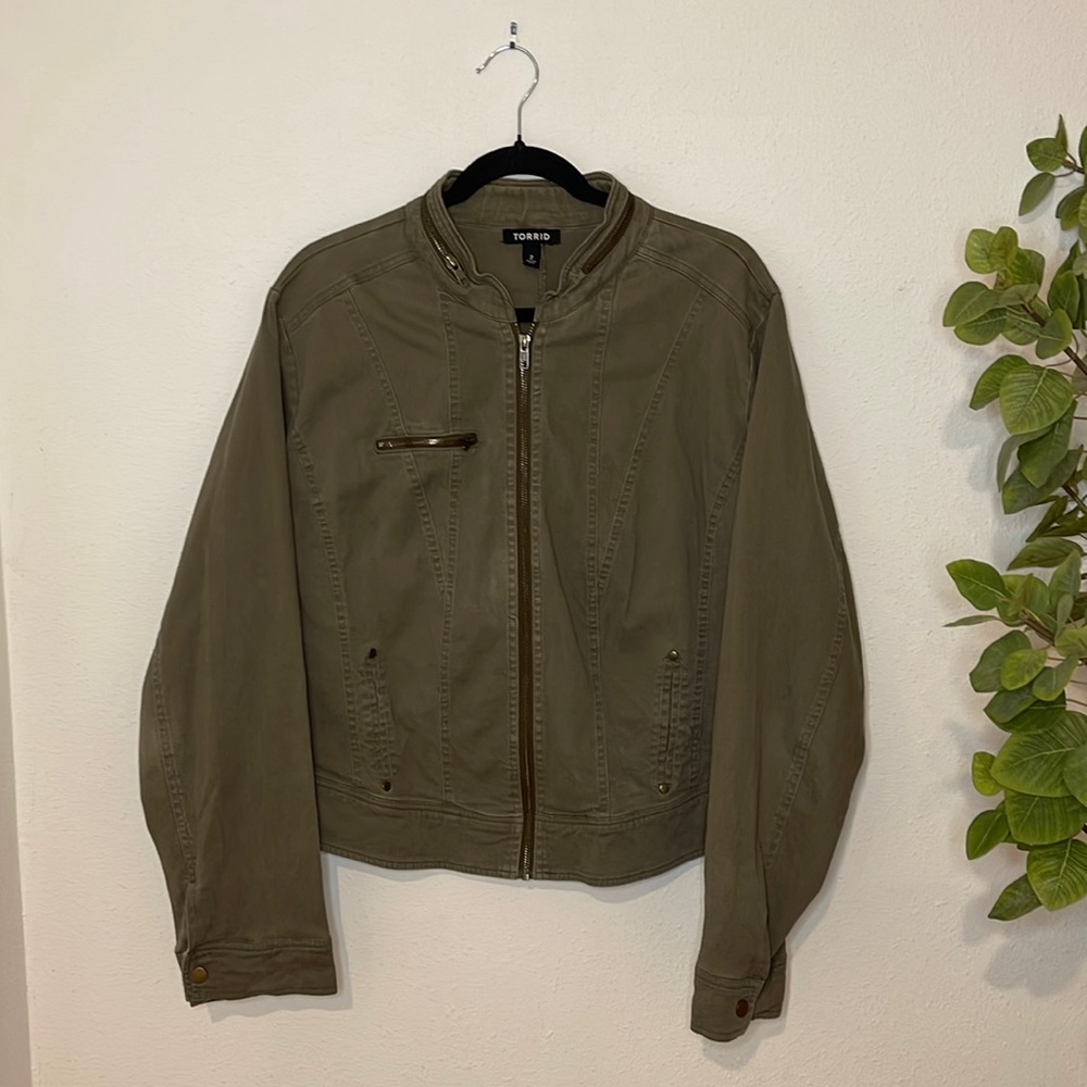 TORRID Plus Size Distressed Bomber Jacket